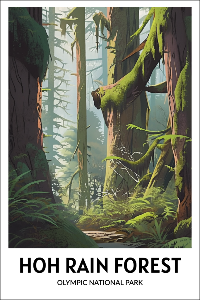 A poster for Hoh Rain Forest in Olympic national park